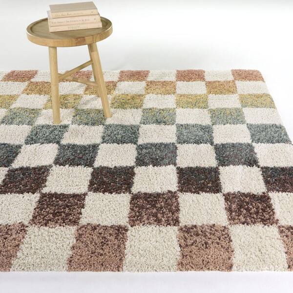 Baruch Cream  Checkered Area Rug 7x10
