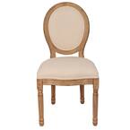 Cream French Dining Chairs Vintage Armless Side Chairs Linen Upholstered Dining Room Chairs with Wood Legs (Set of 2) SHOWROOM ITEM