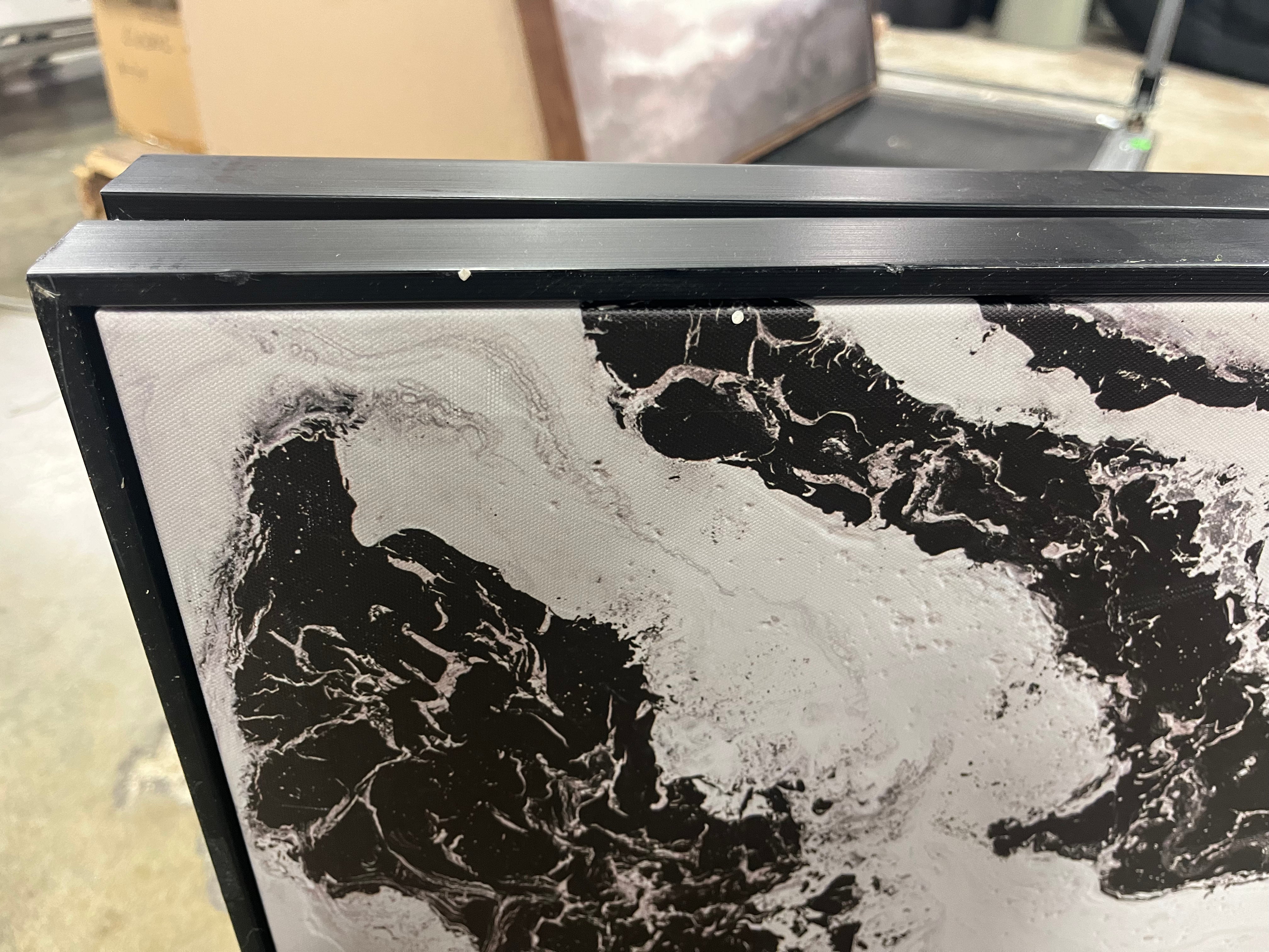 2pk Marble Framed Printed Canvases Black/Tan