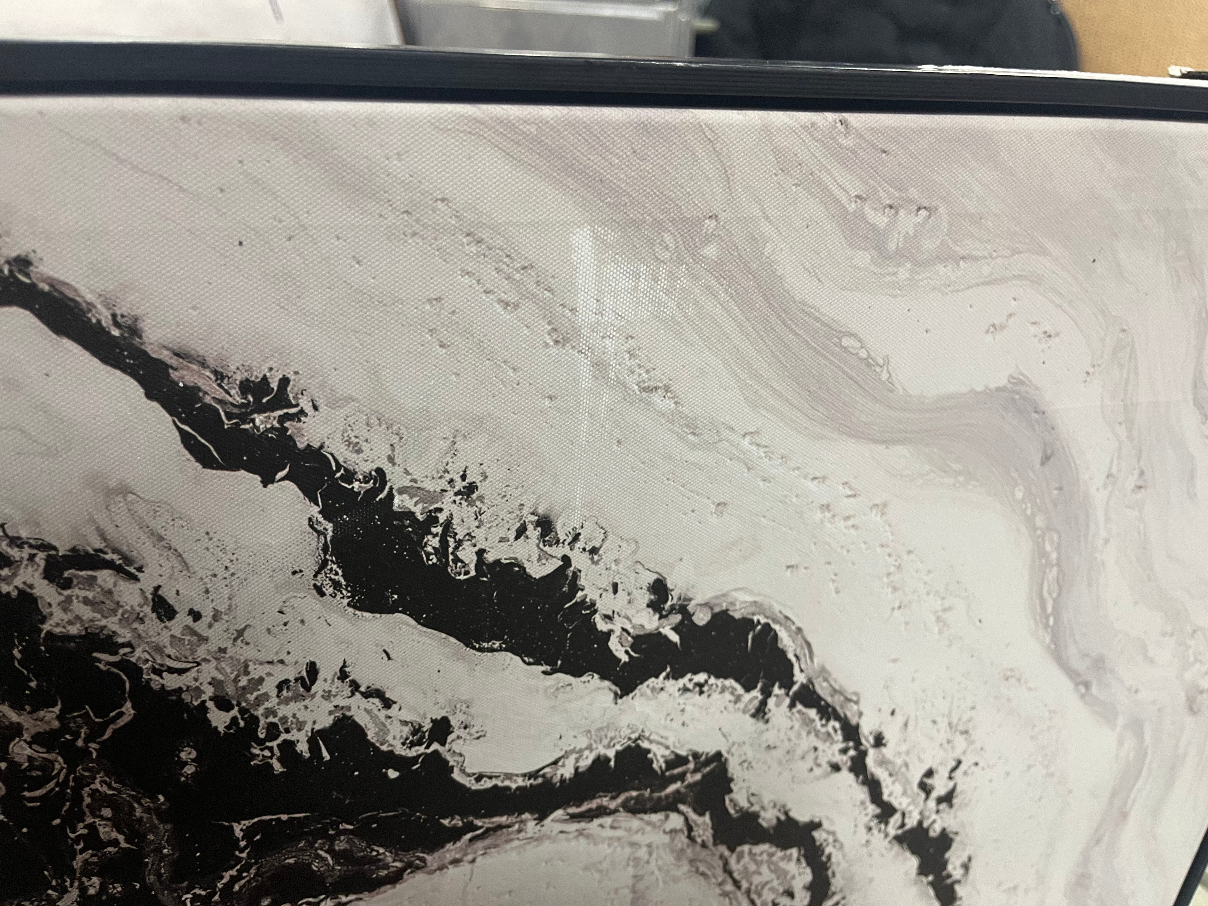 2pk Marble Framed Printed Canvases Black/Tan