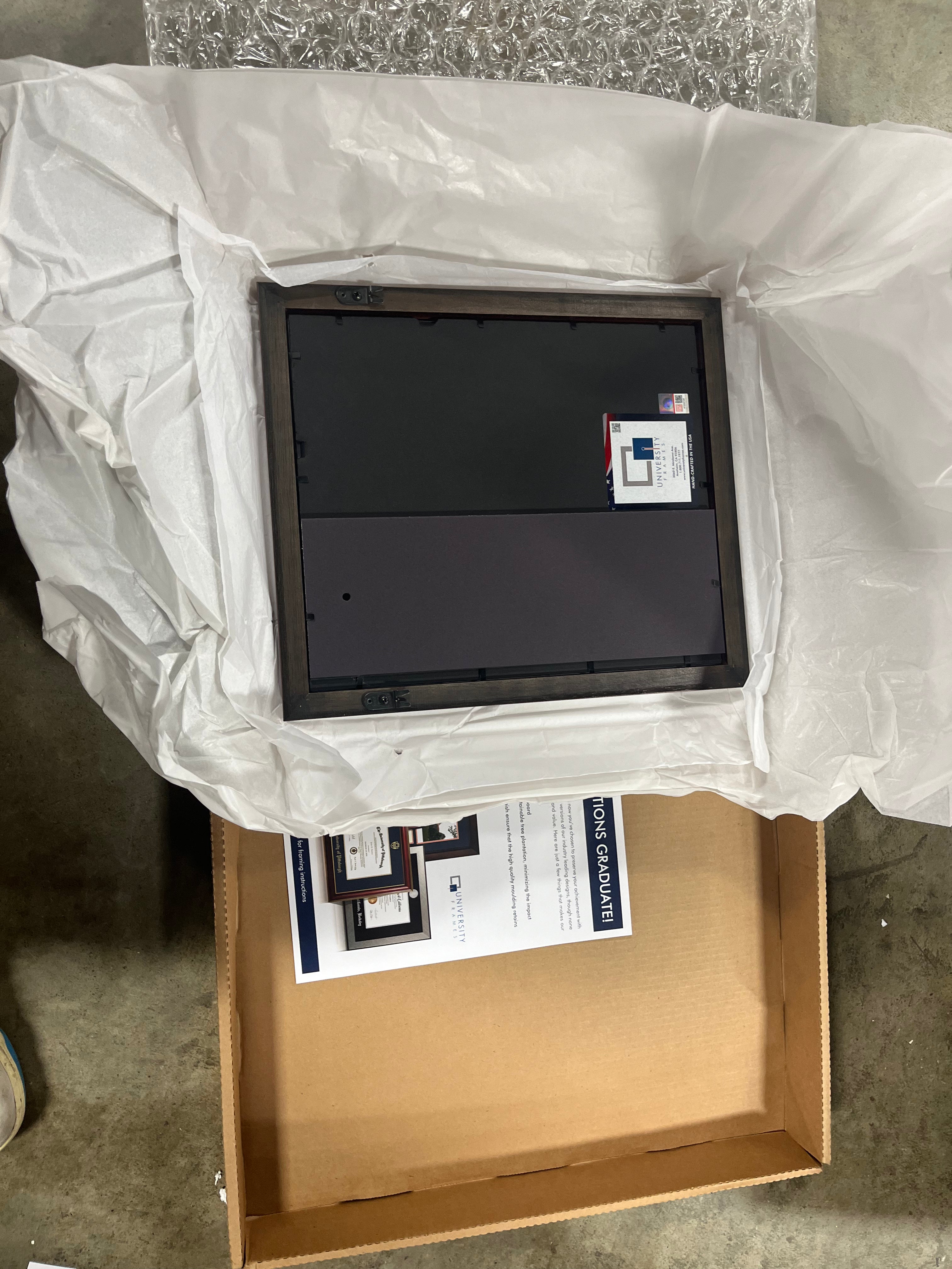 Portrait with Tassel Box Frame in Petite Cherry with Black & Gold Mats