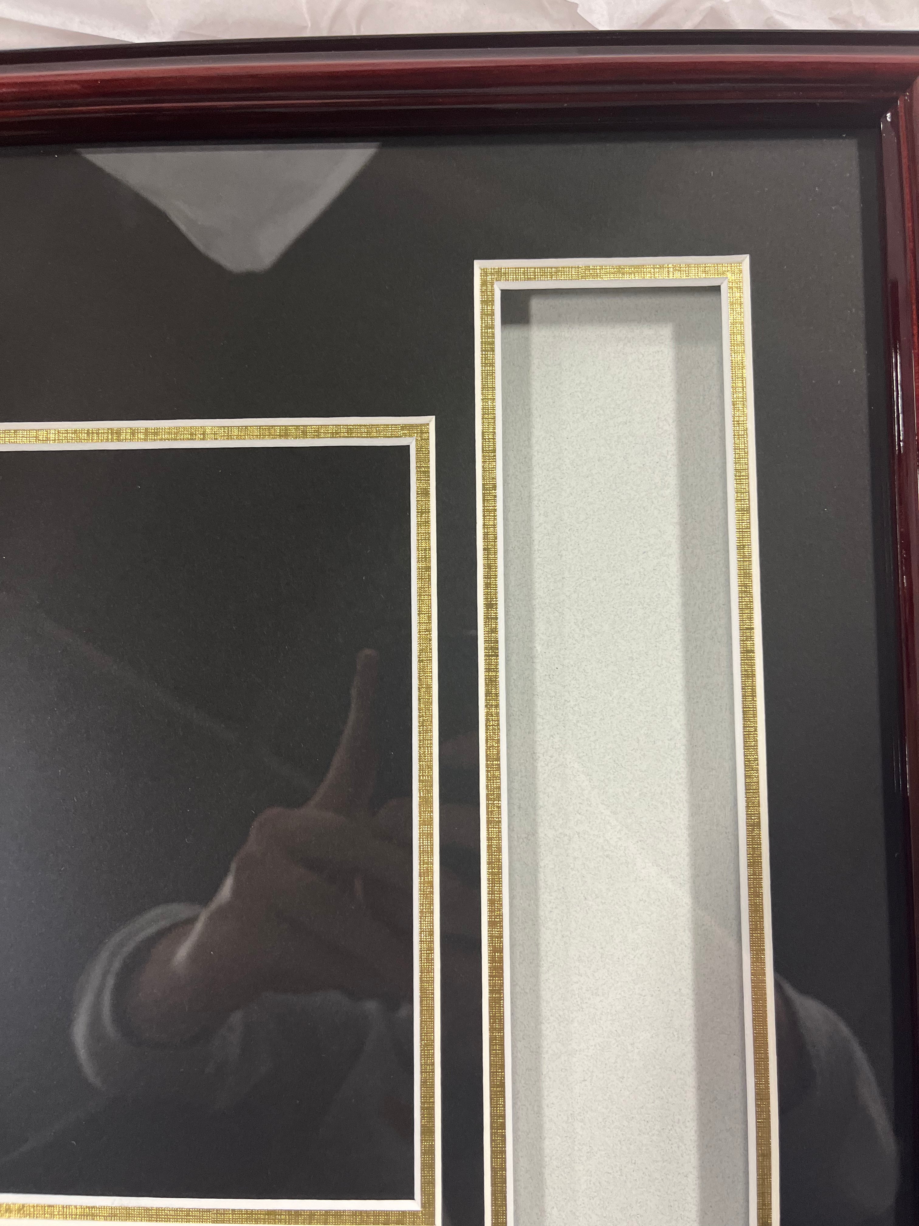 Portrait with Tassel Box Frame in Petite Cherry with Black & Gold Mats