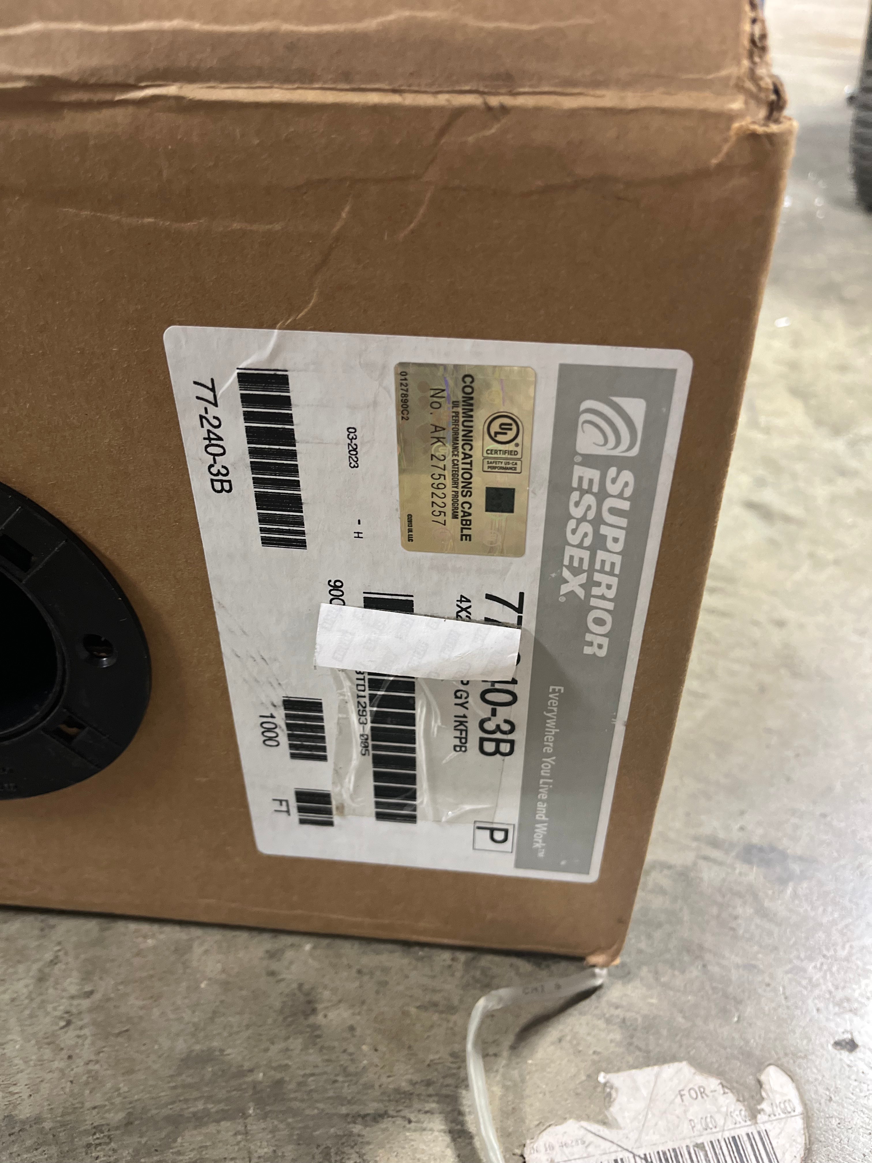 Copper Cable, 4 Pair, 23 AWG Category 6 CMP Grey