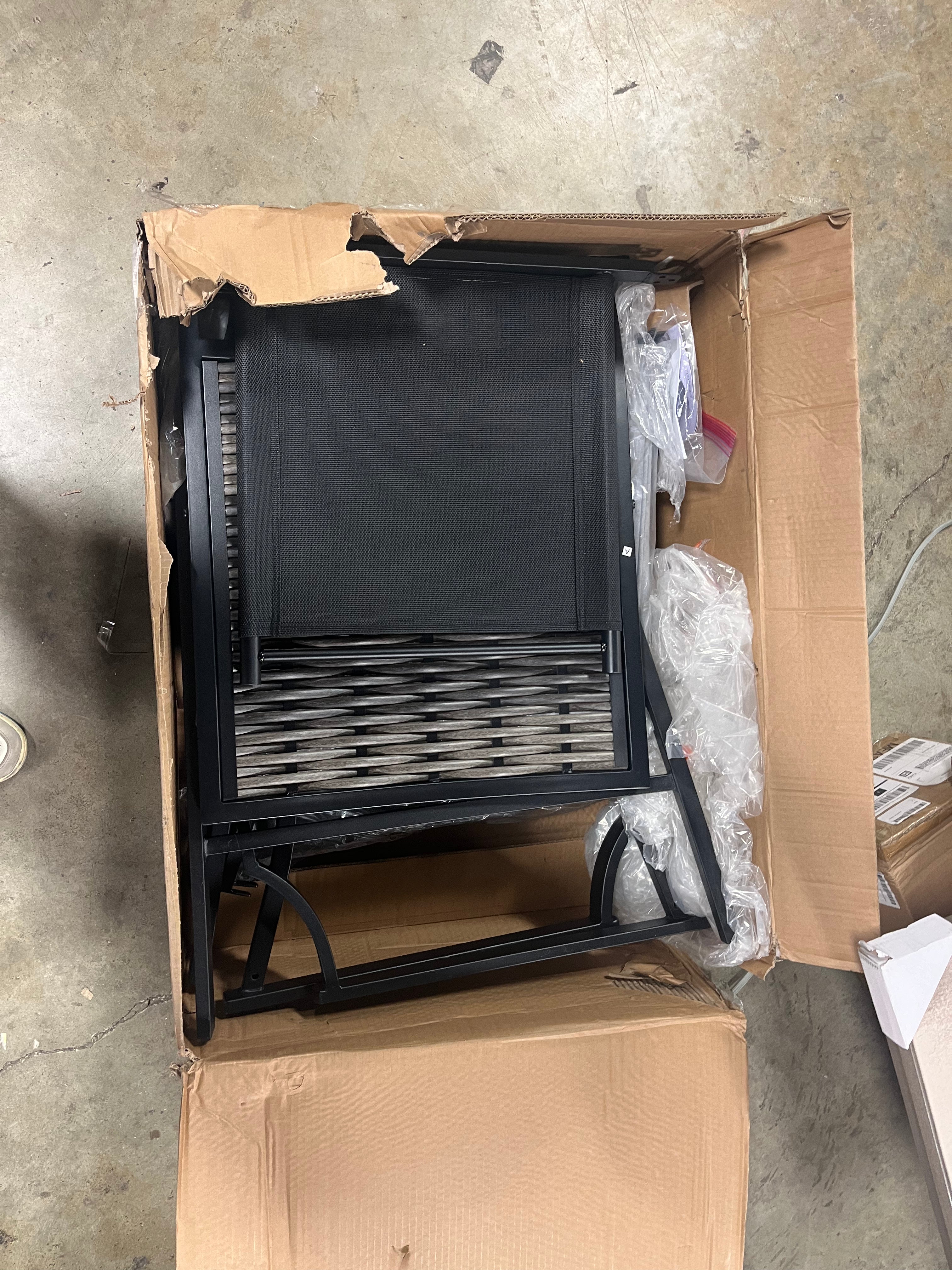 Patio Bar Stools Set of 4 w/ Armrest Fabric Seat & Heavy-Duty Metal Frame 2-BOXES