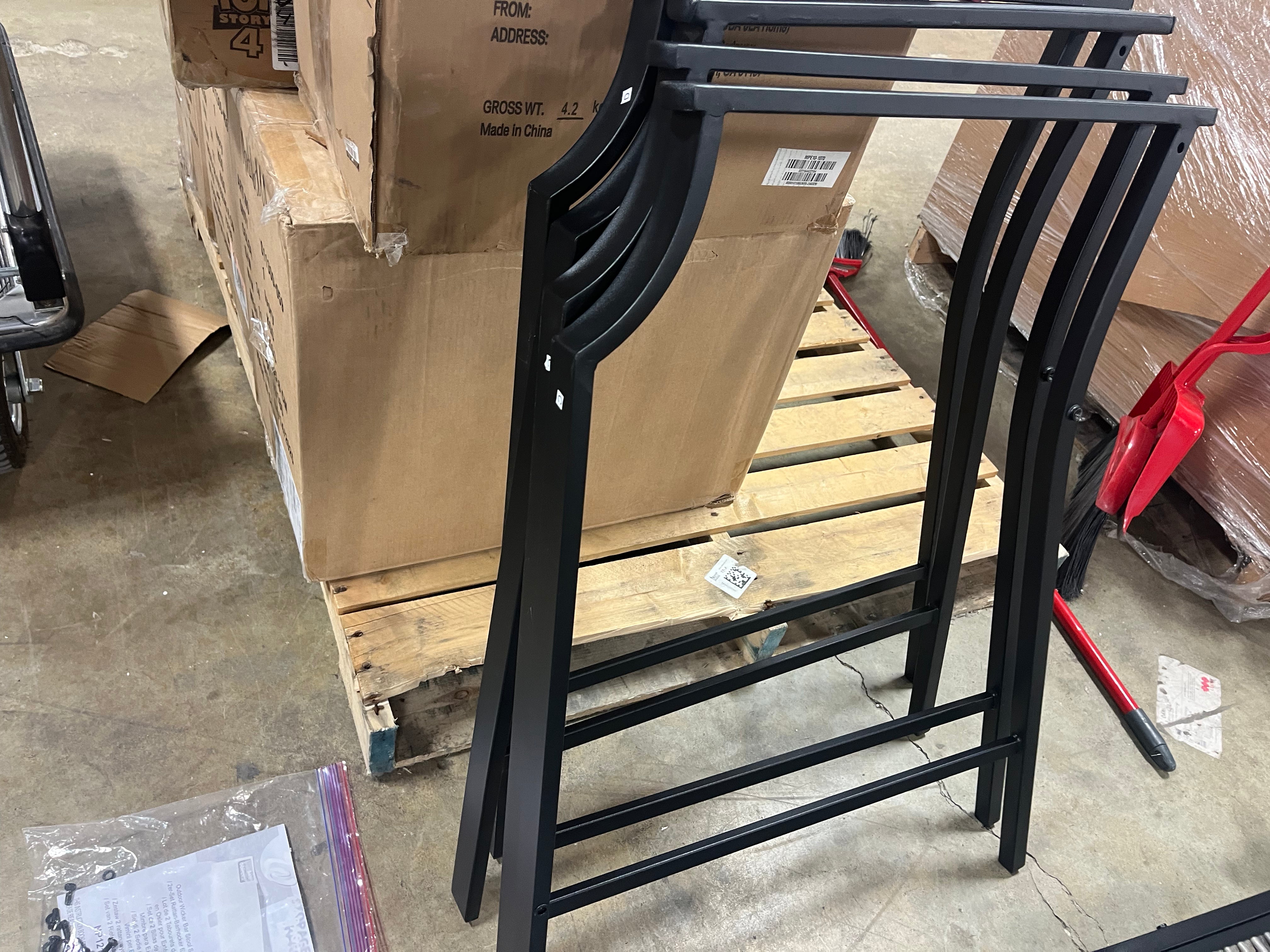 Patio Bar Stools Set of 4 w/ Armrest Fabric Seat & Heavy-Duty Metal Frame 2-BOXES