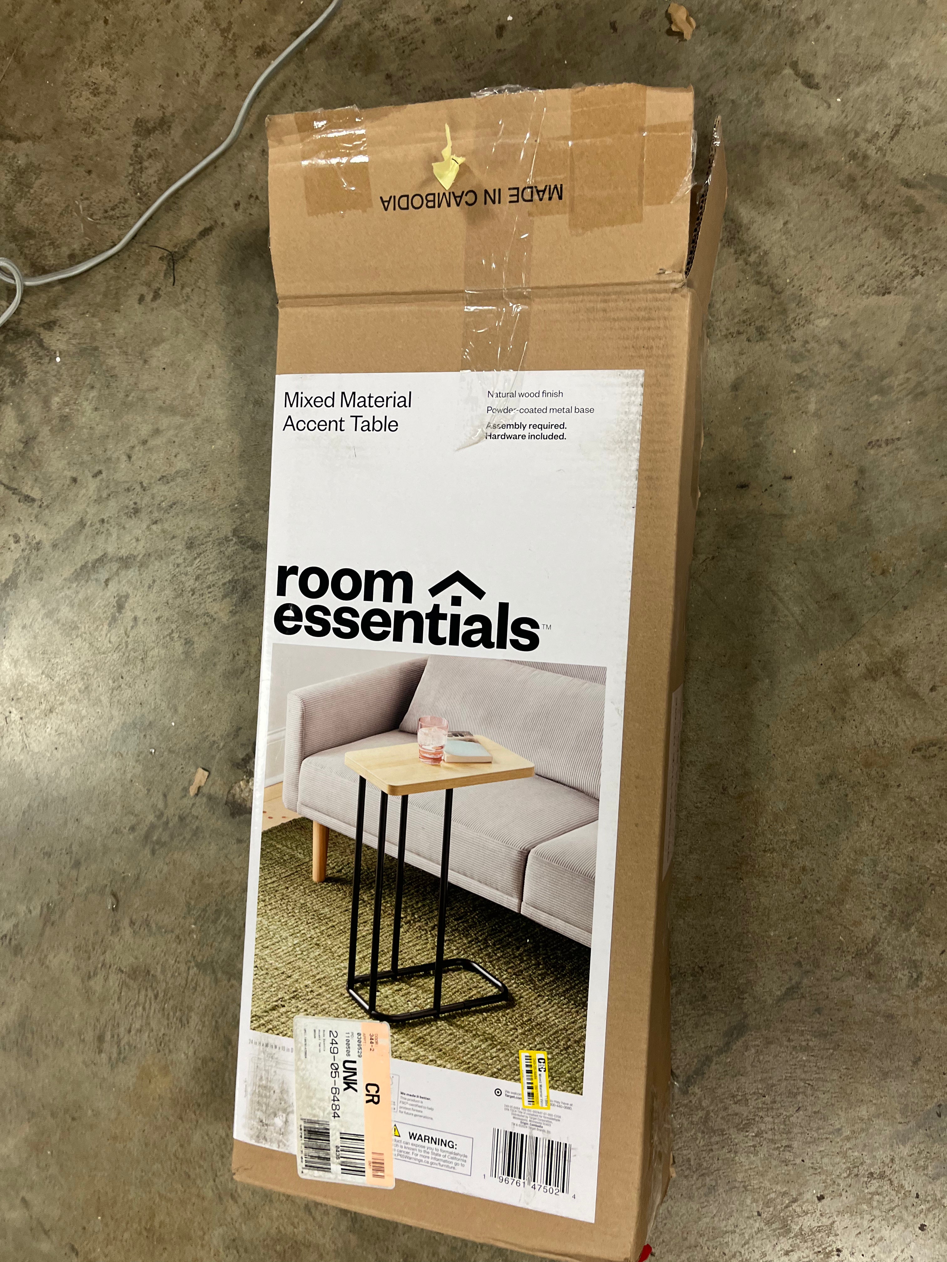 Mixed Material Wood and Metal Rectangle Top C Table Natural Wood