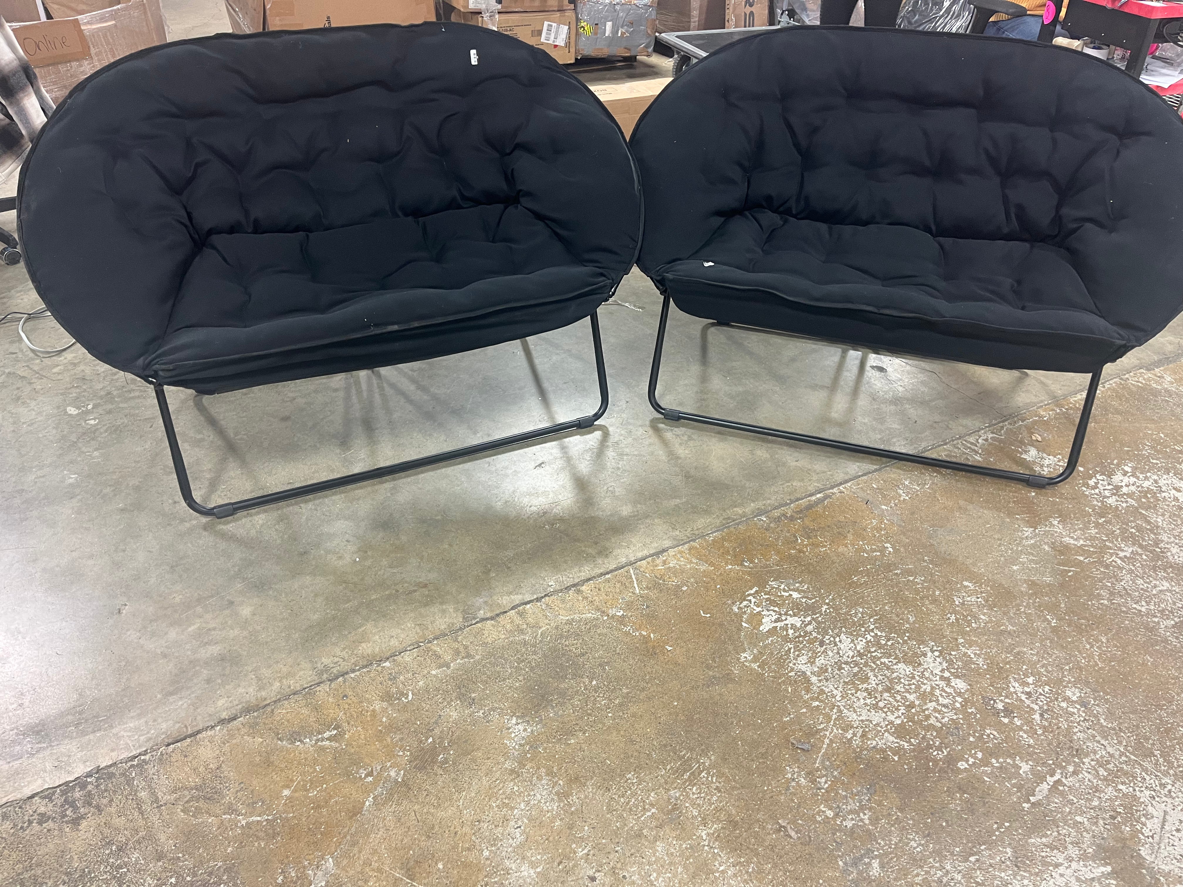 Two-Seater Pull Out Portable Folding Sofa In Black (2PCS/Case)