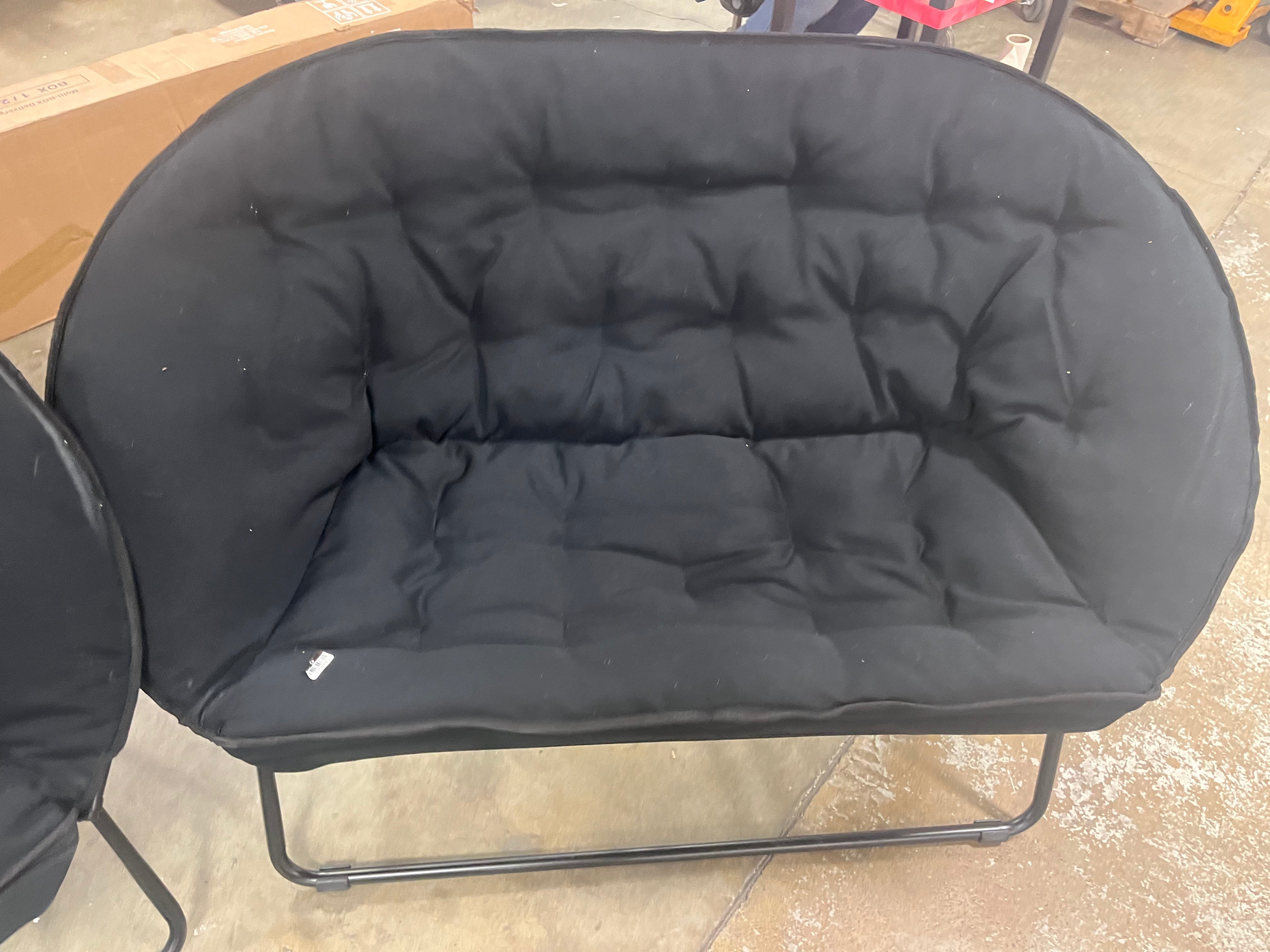 Two-Seater Pull Out Portable Folding Sofa In Black (2PCS/Case)