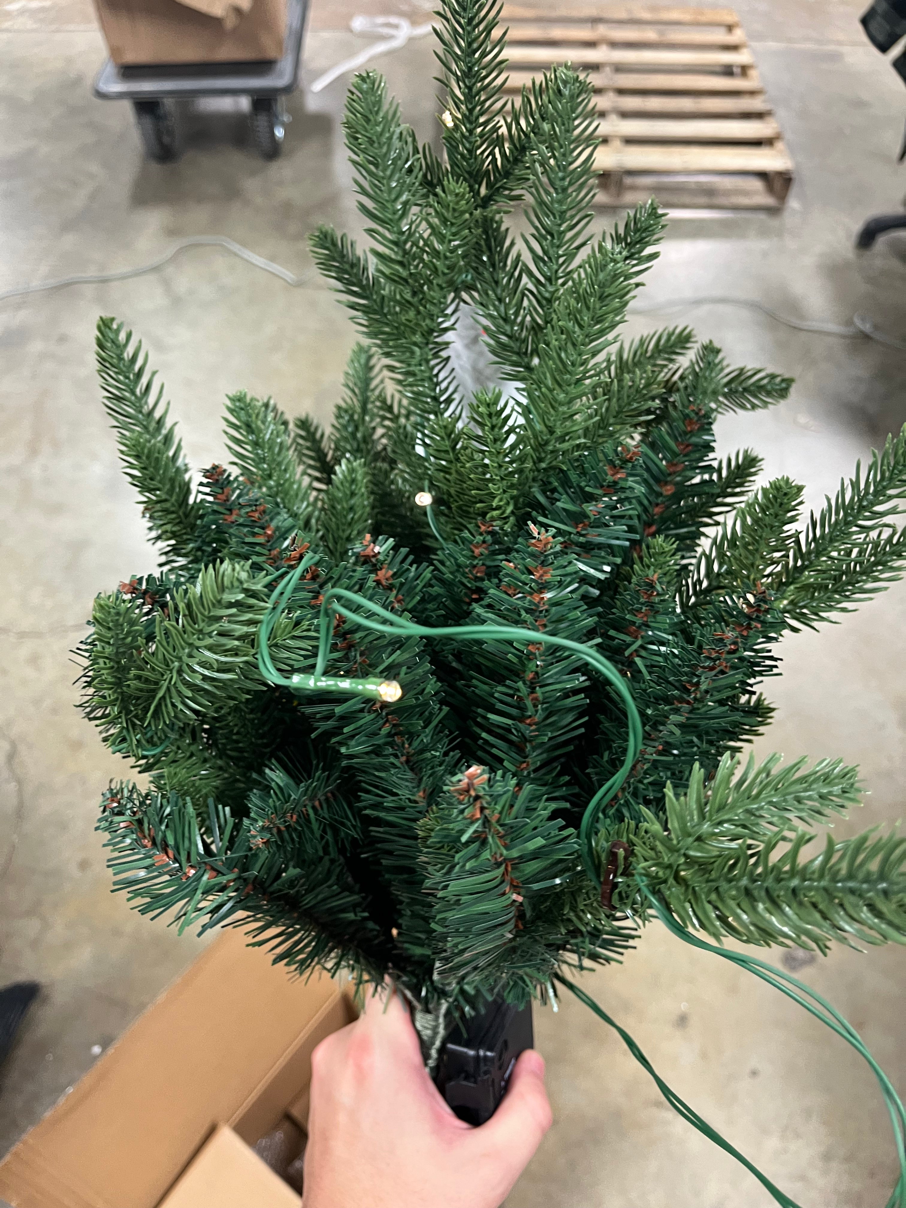 Pre-lit LED Battery Operated Mixed Pine Mini Christmas Artificial Pot Filler Warm White Lights, final cut