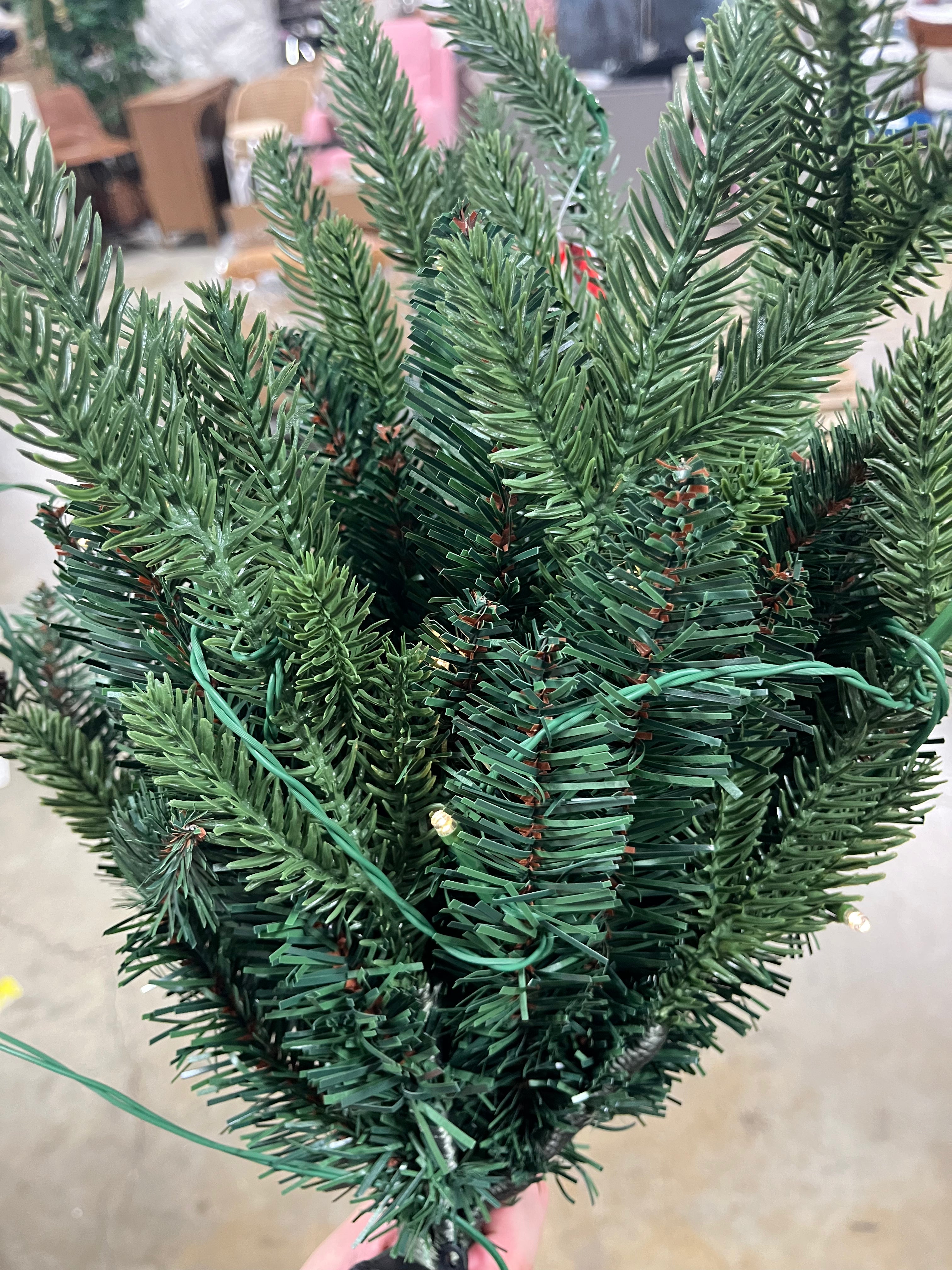 Pre-lit LED Battery Operated Mixed Pine Mini Christmas Artificial Pot Filler Warm White Lights, final cut