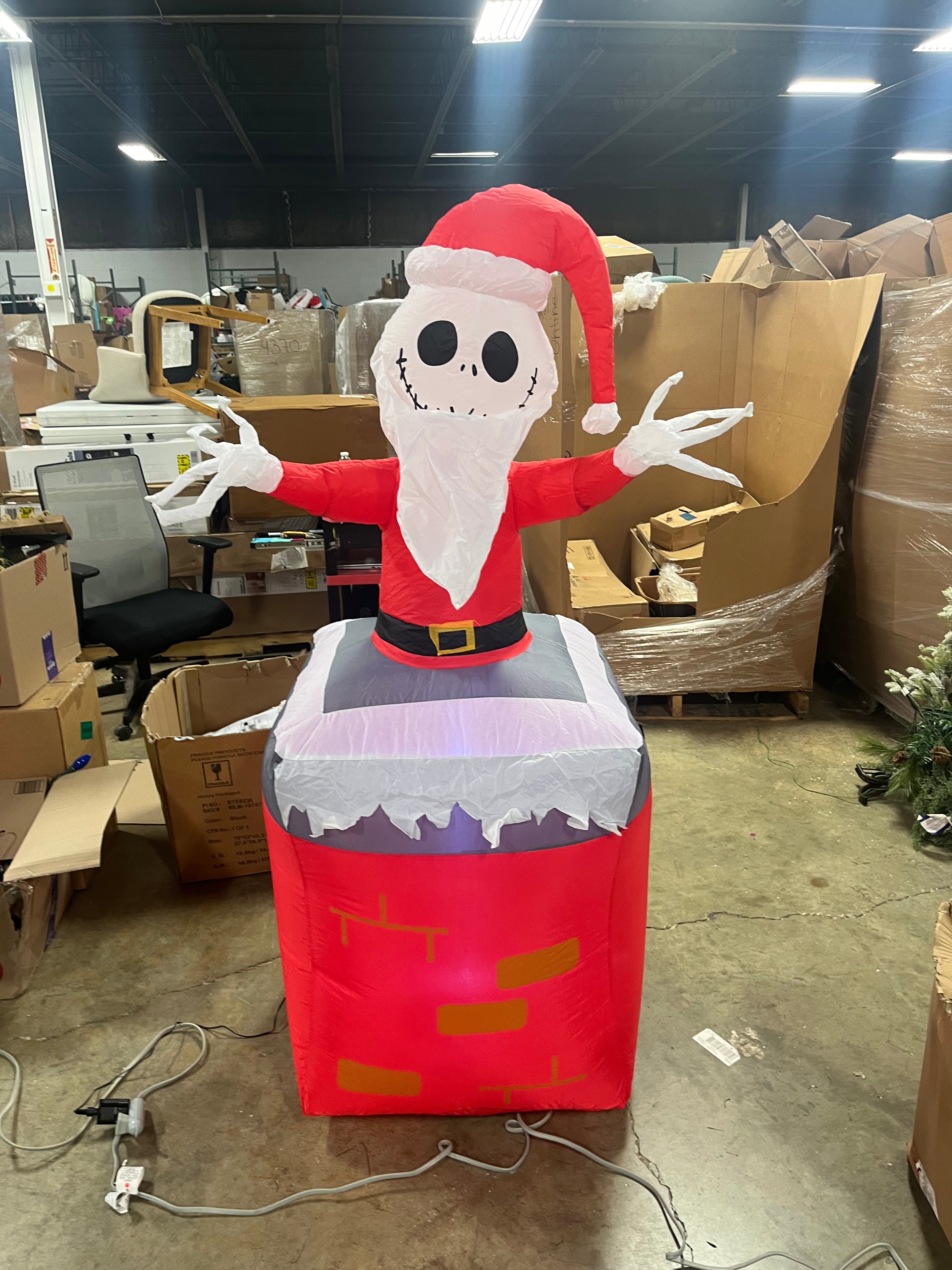 Gemmy Airblown Animated Jack Skellington as Santa Popping out of Chimney, final cut