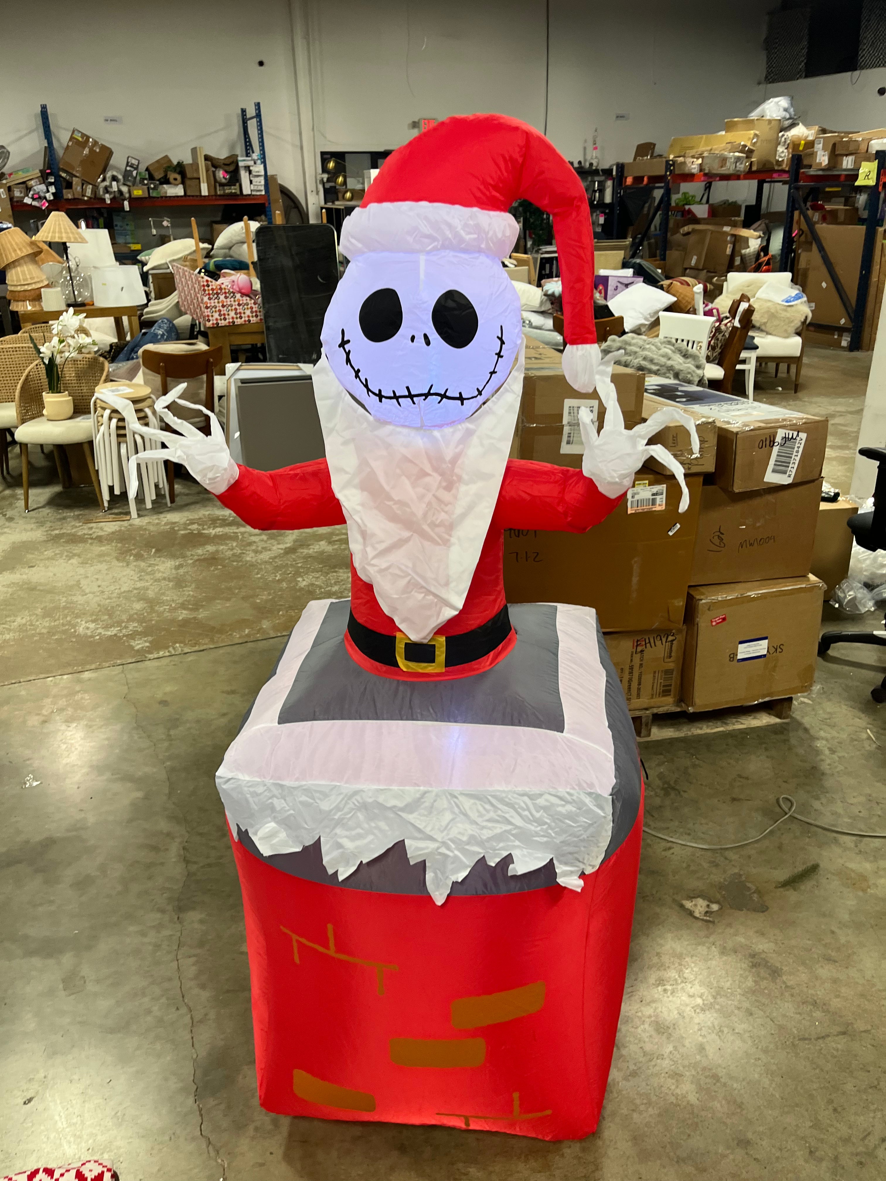 Gemmy Airblown Animated Jack Skellington as Santa Popping out of Chimney final cut