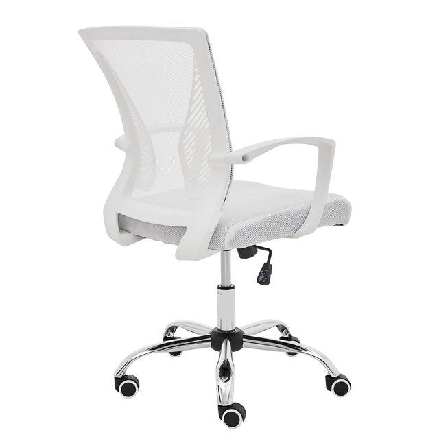 Zuna Mid-Back Office Task Chair - Ergonomic Back Supporting Mesh Back Desk Chair (White/White)