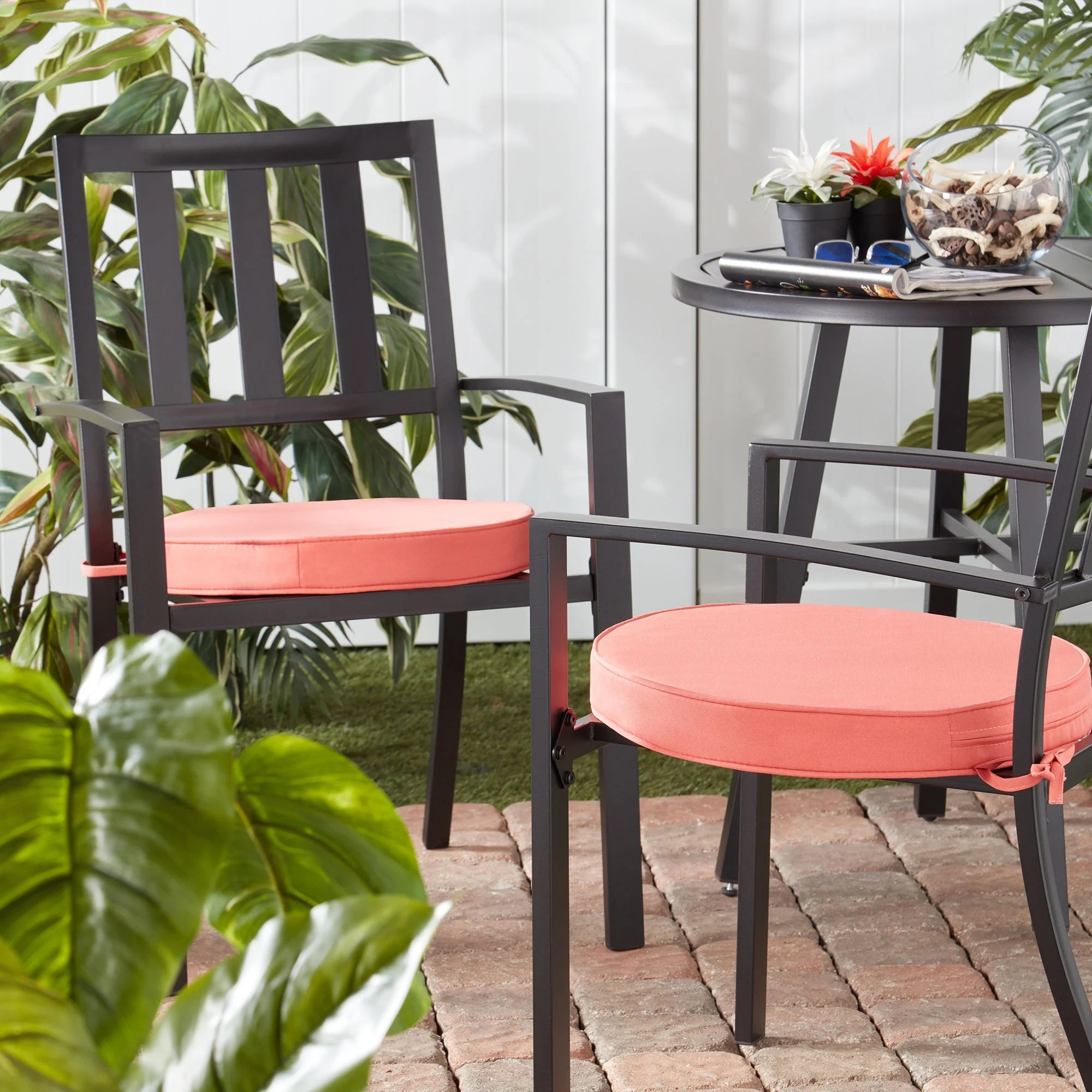 Coral Round Outdoor Seat Cushion (2-Pack)