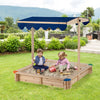 Kids Wooden Sandbox with Height Adjustable & Rotatable Canopy Outdoor Playset