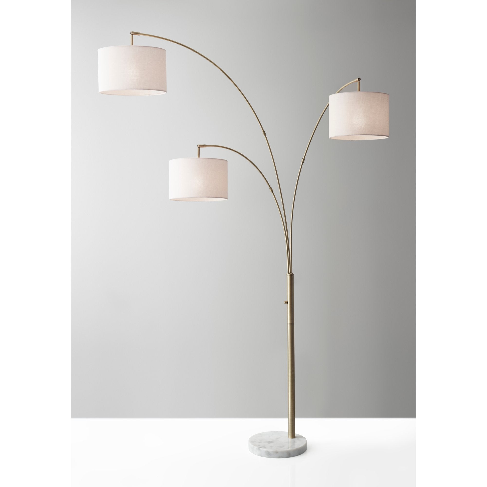 Bowery 3-Arm Arc Lamp Brushed Steel