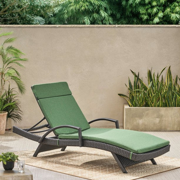 Soleil Outdoor Water Resistant Chaise Lounge Cushion, Jungle Green