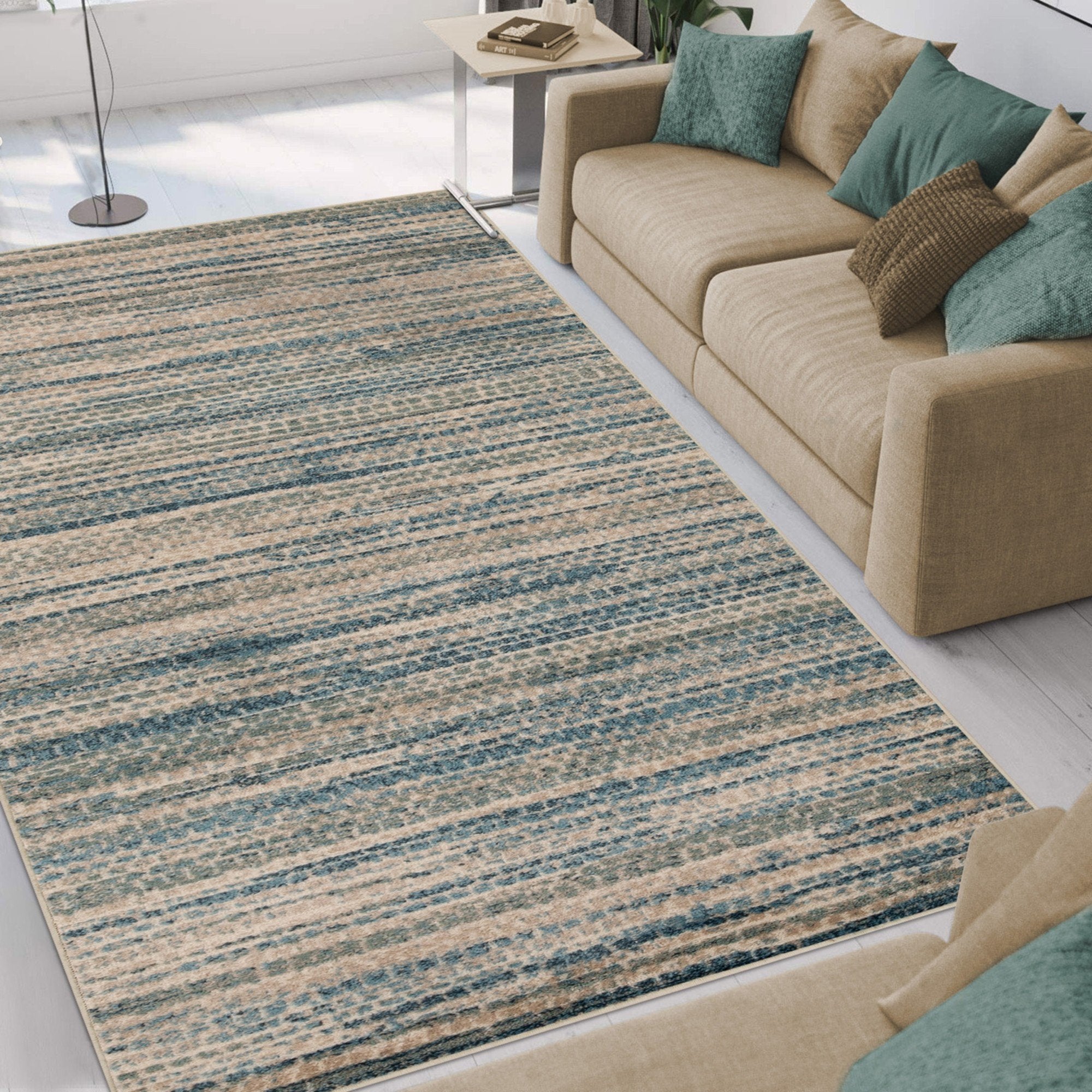 Montauk Striped Pastel Indoor Area Rug, Blue