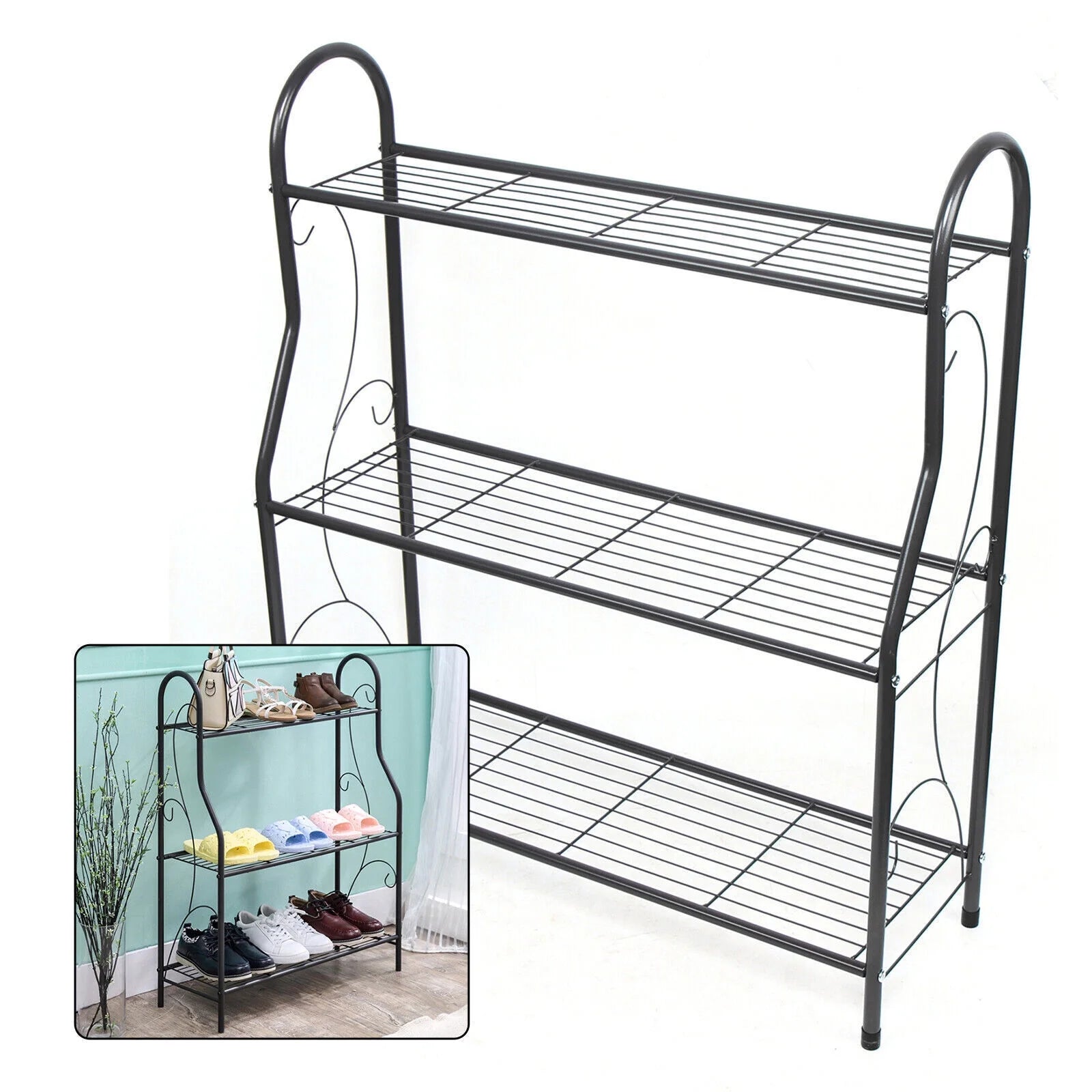 3Tier Metal Plant Stand Indoor/Outdoor Shelf Wrought Iron Flower Pot Rack Holder