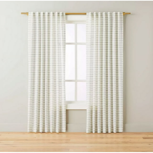 Blanket Stitch Curtain Panel Dark Gray/Cream
