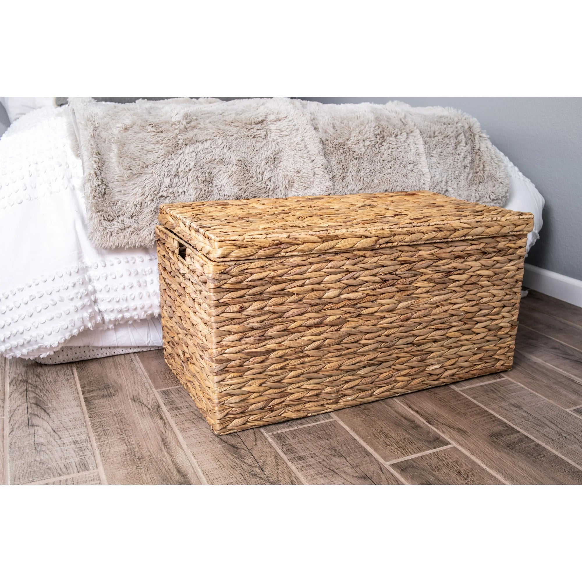 Natural Water Hyacinth Storage Trunk, Large