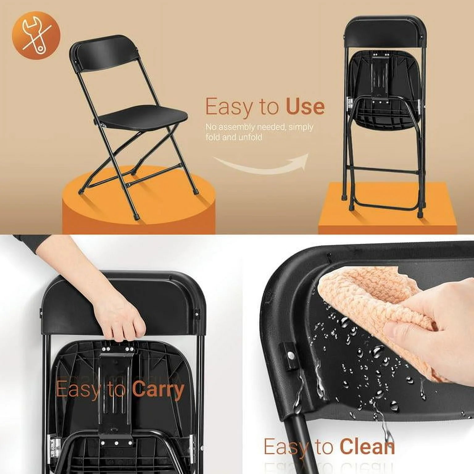 4 Pack Indoor Outdoor Events Seats Black