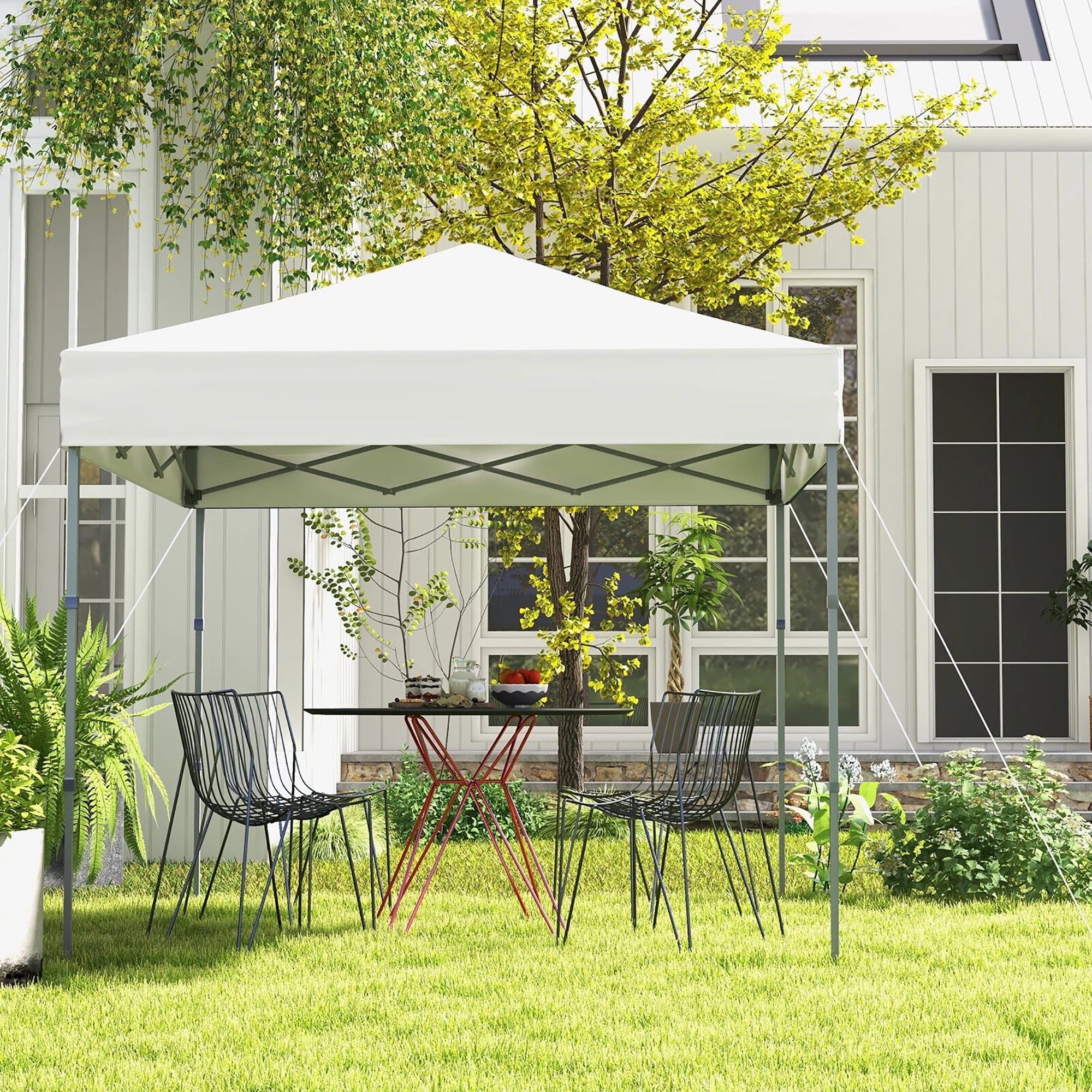 Patio Outdoor Pop-up Canopy Tent UPF 50+ Portable Sun Shelter White