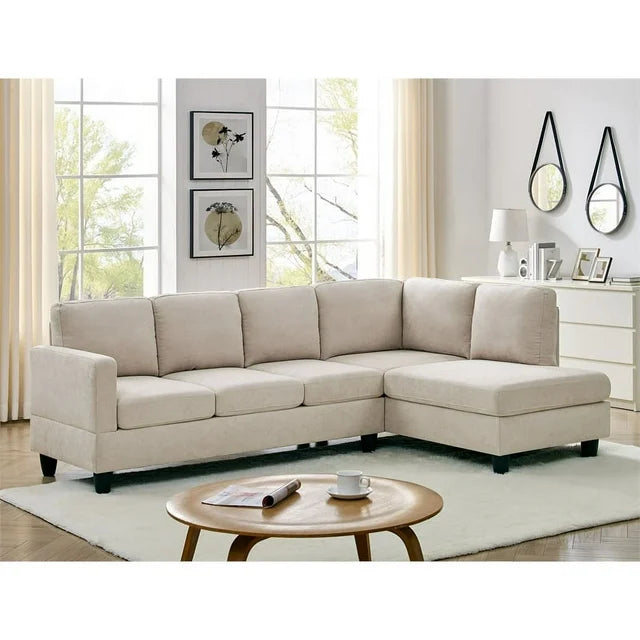 Polyester Fabric Partial Sofa, Beige