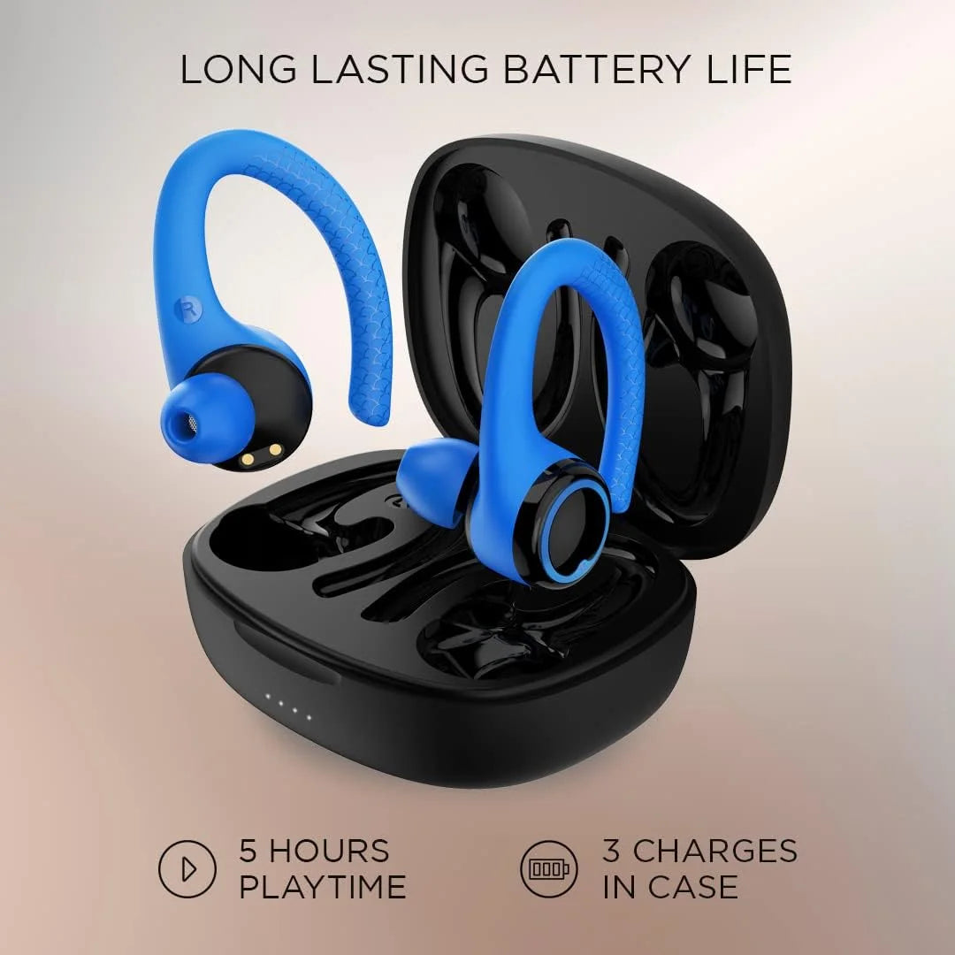 Wireless Earbuds Bluetooth Headphones with Charging Case and Removable Ear Hooks White