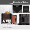 3-Piece Patio Wicker Furniture Set Storage Table with Protect Cover Cushioned in Off White