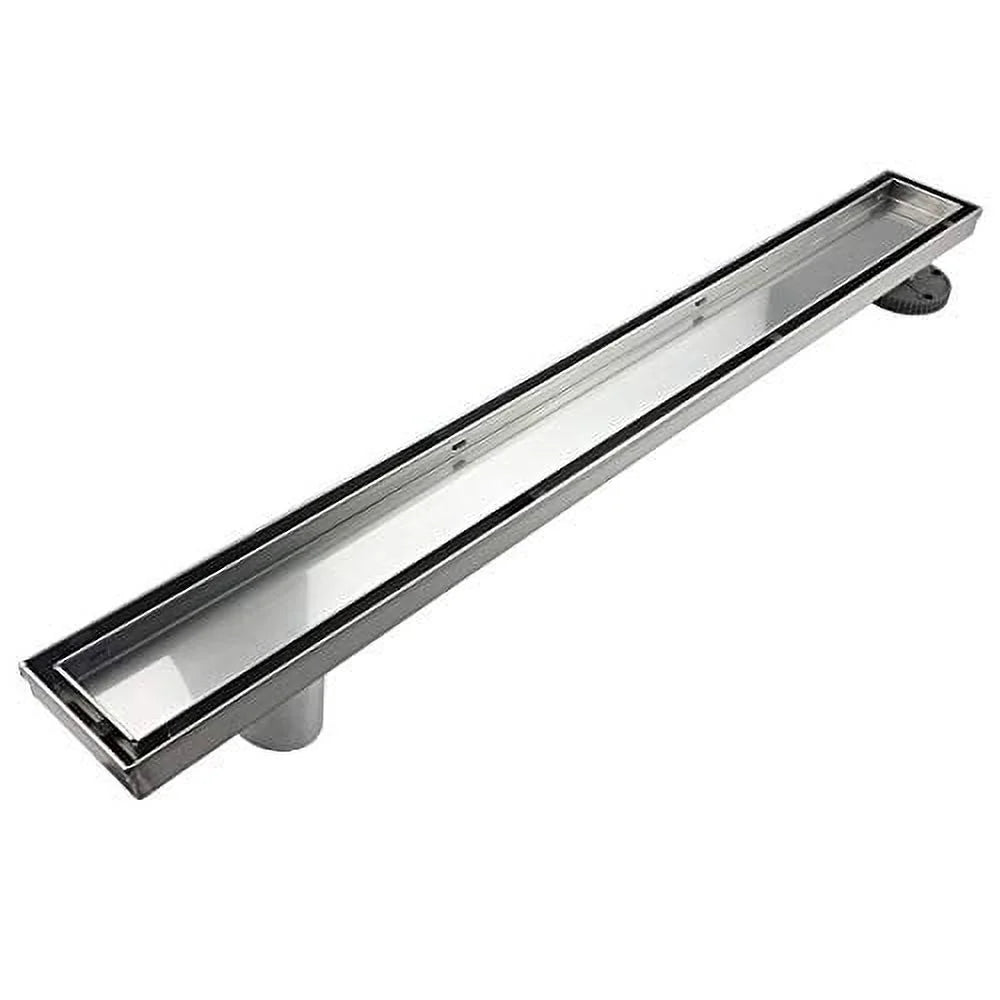 Side Outlet Linear Shower Drain with Tile insert Grate, Rectangle Shower Floor Drain