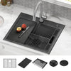 Rivet Drop In Single Basin Stainless Steel Kitchen Sink with Cutting Board