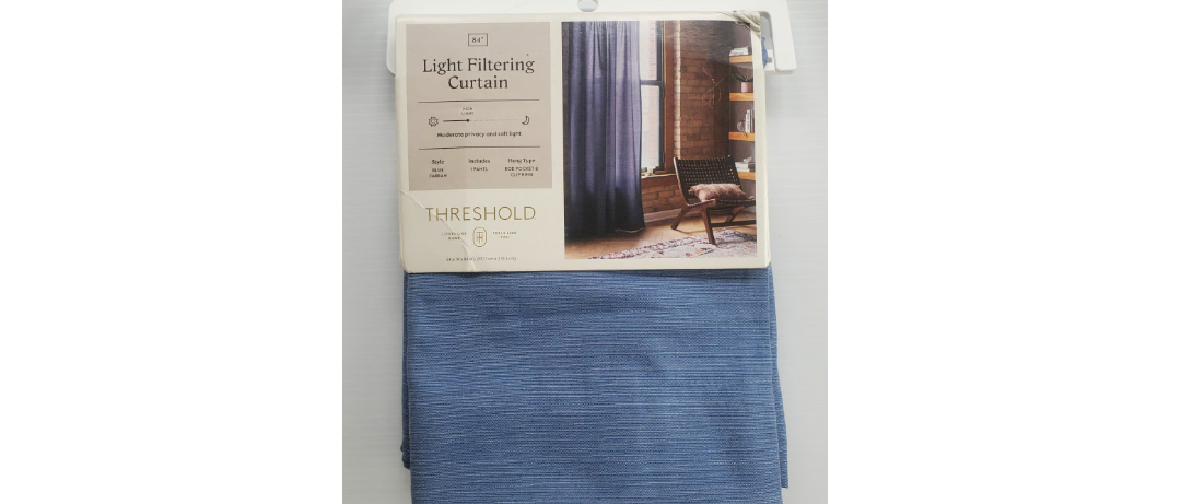 Farrah Light Filtering Solid Blue Curtain Panel