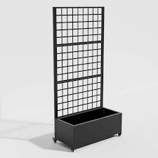 Black Metal Rectangle Planting Box with Climbing Frame Decorative Art Panel