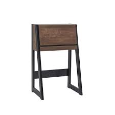 Claude Rectangular Walnut Oak MDF Computer Desk With Flip Down Cabinet and Drawer