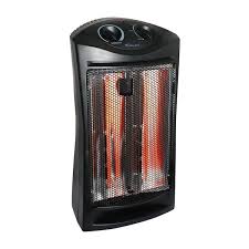 Black Electric Tower Quartz Infrared Space Heater with Thermostat