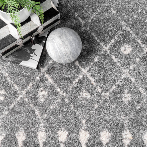 Blythe Modern Moroccan Trellis Dark Gray Area Rug