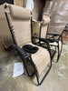 Beige Zero Gravity Folding Chair Patio Recliner with Adjustable Headrest And Side Tray (Set of 2 Chairs)