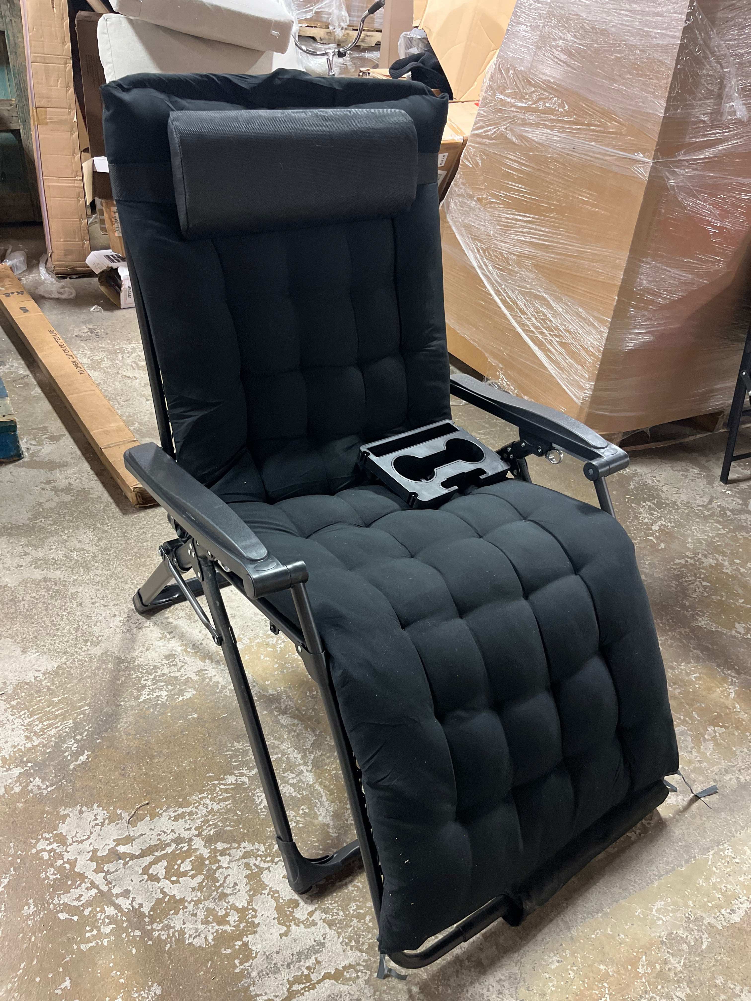 Oversized Folding Zero Gravity Chair, Patio Reclining Lounge Chair with Cushions and Headrest