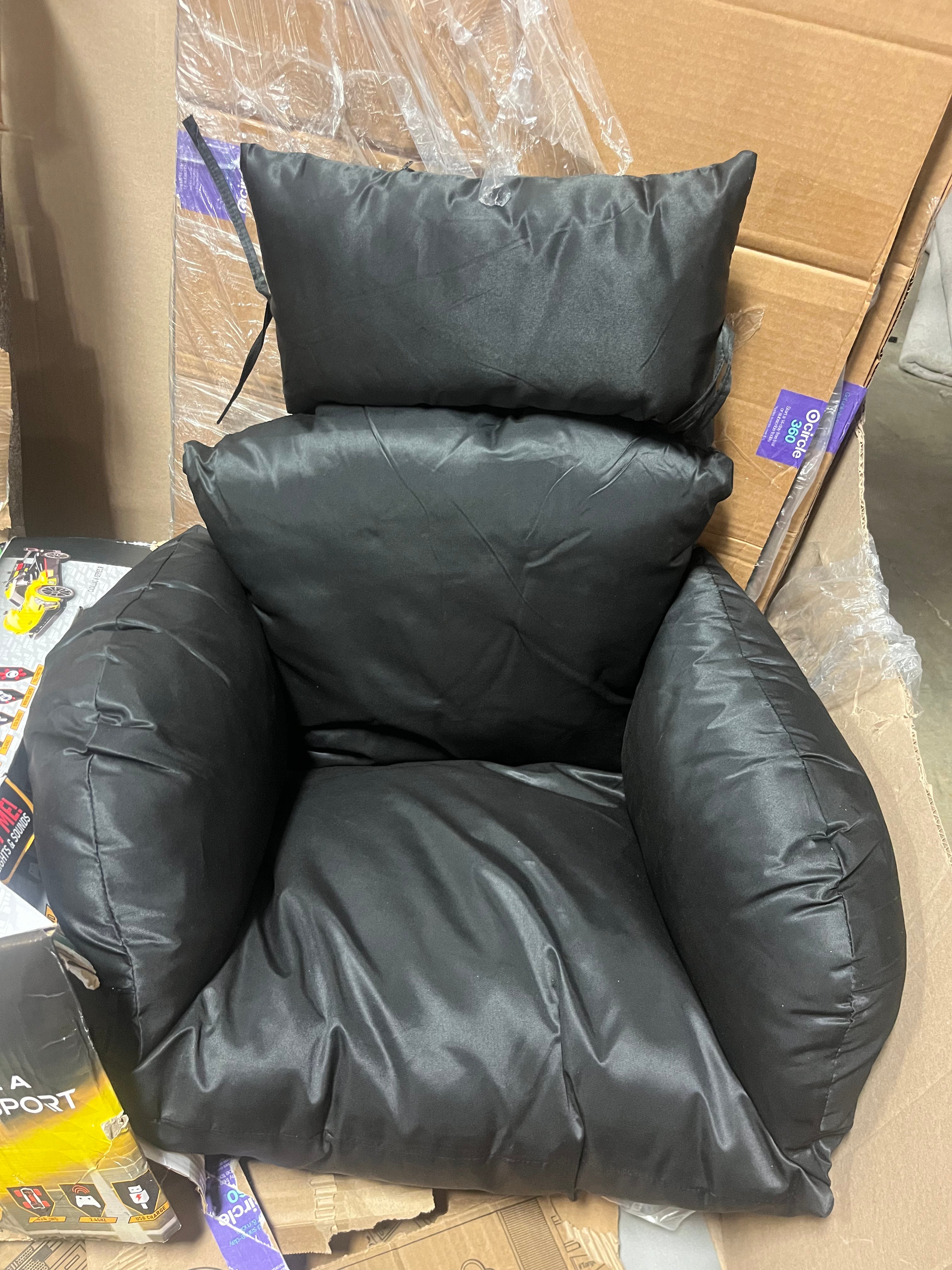 Egg Chair Cushion Only Thicken Egg Swing Chair Removable for Outdoor Patio Hanging Basket Chair (Black)