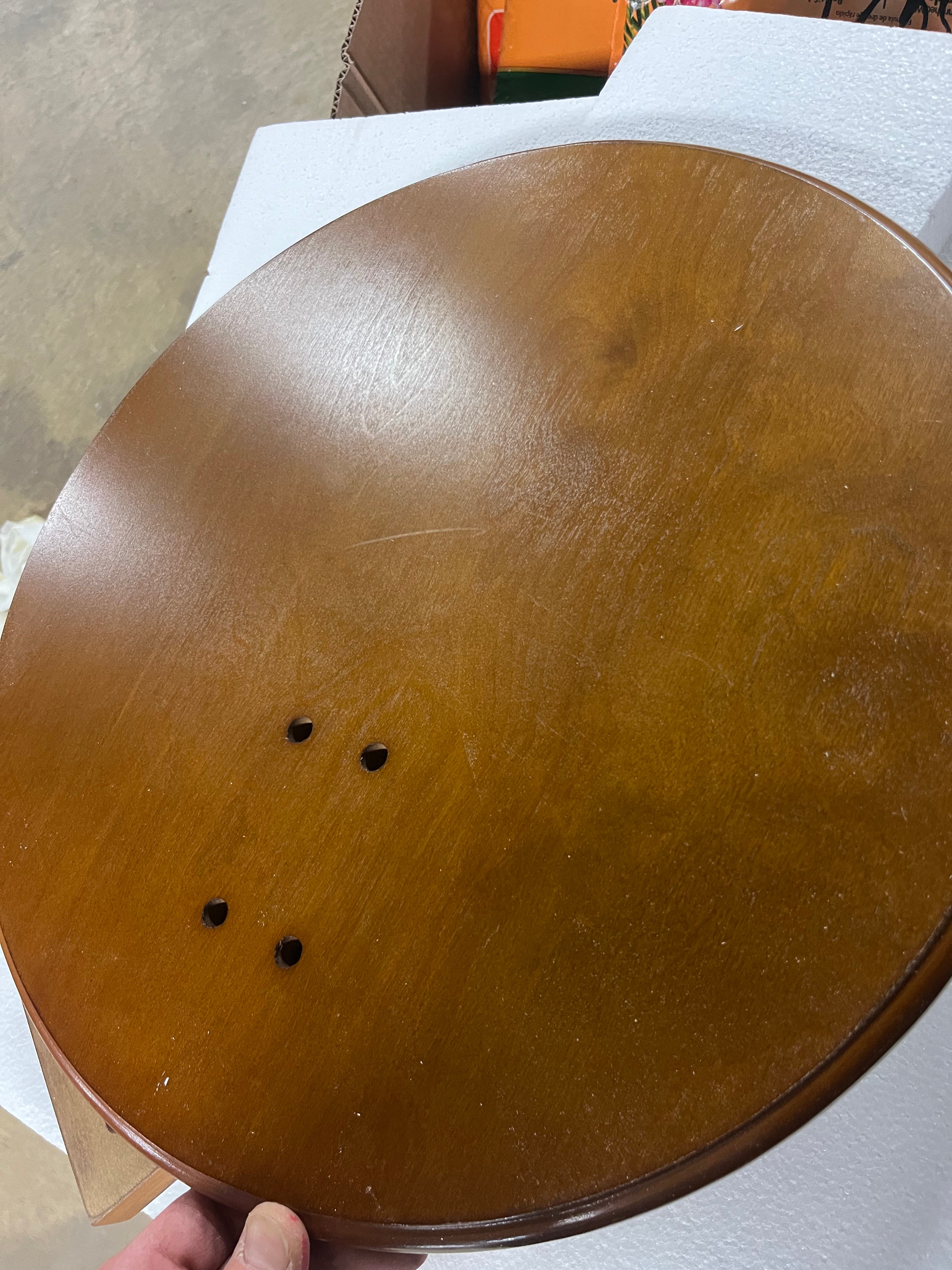 C-Shaped End Table, Round Solid Wood Side Table for Living Room