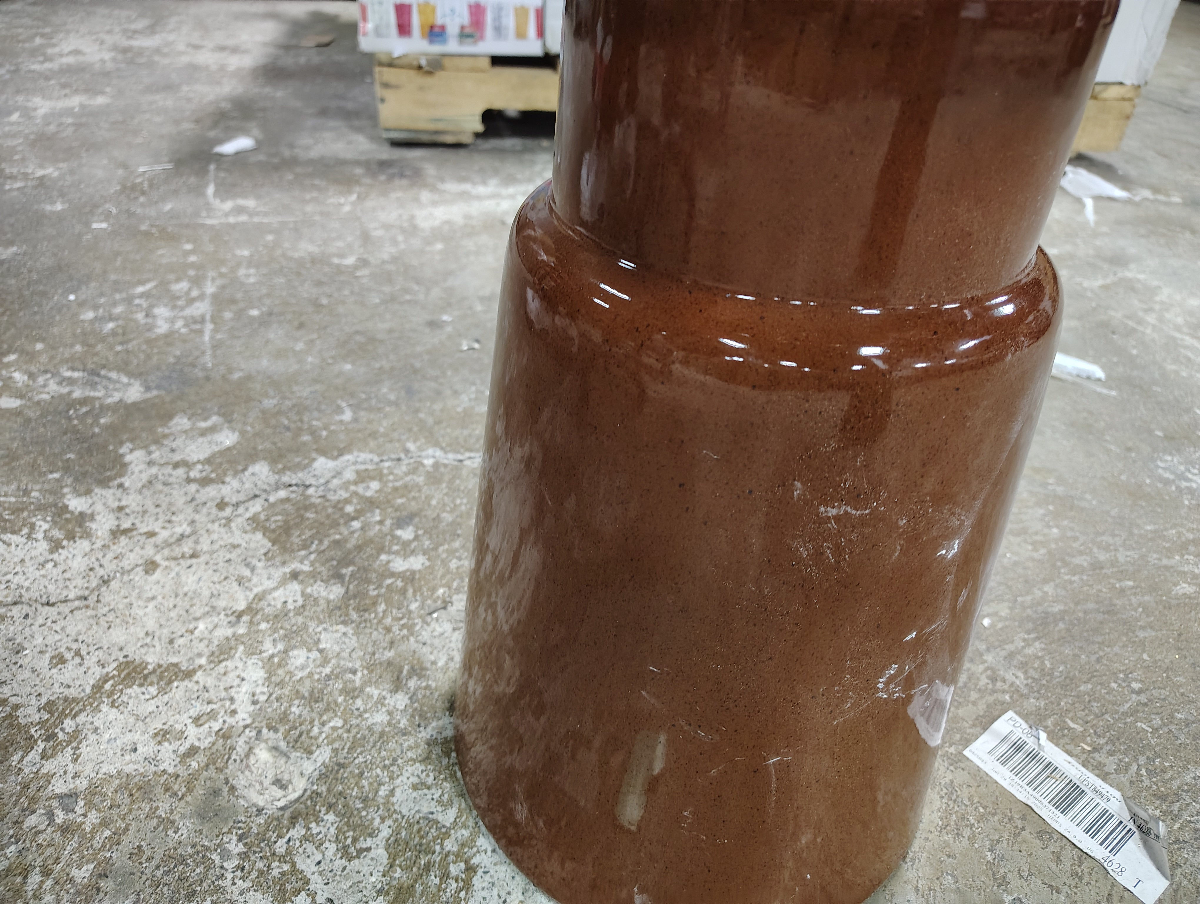 Ceramic Accent Table Brown -  Glazed No Assembly Round Furniture