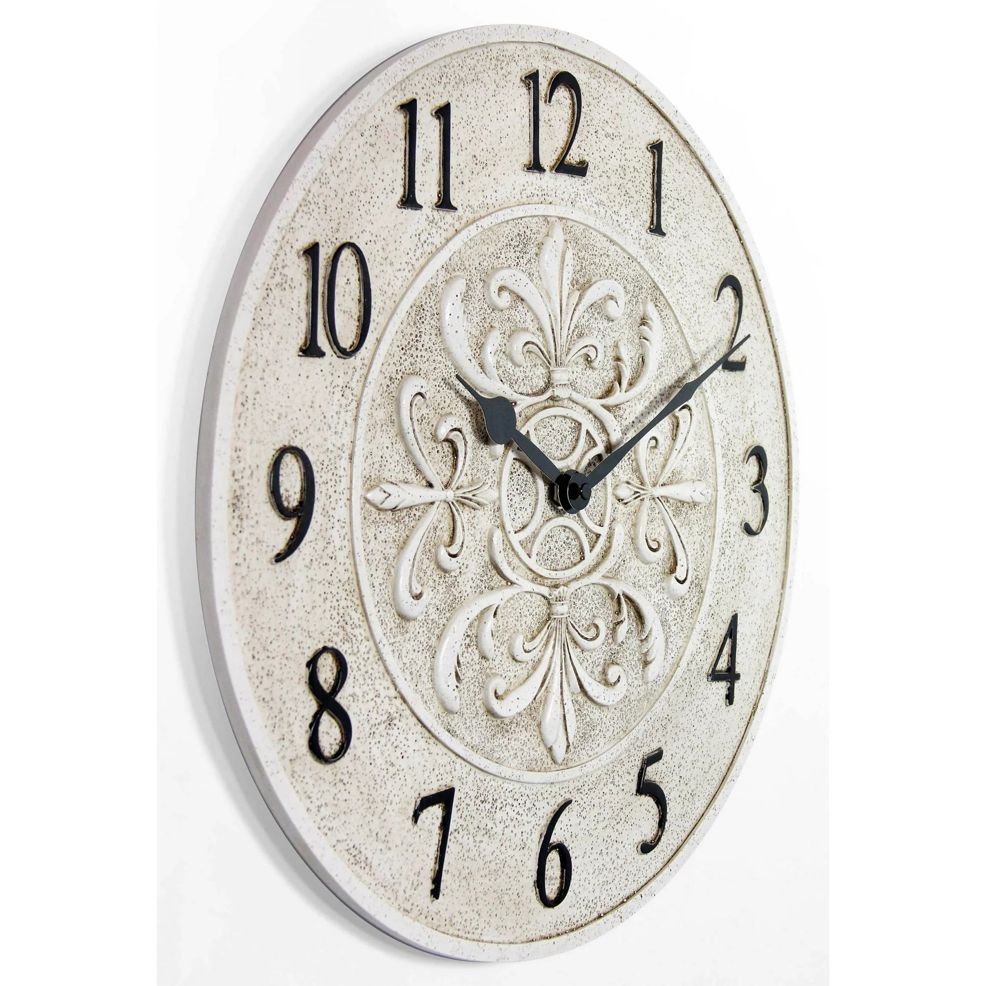 Blanc Fleur Weathered Off-White Outdoor 15-inch Analog Wall Clock