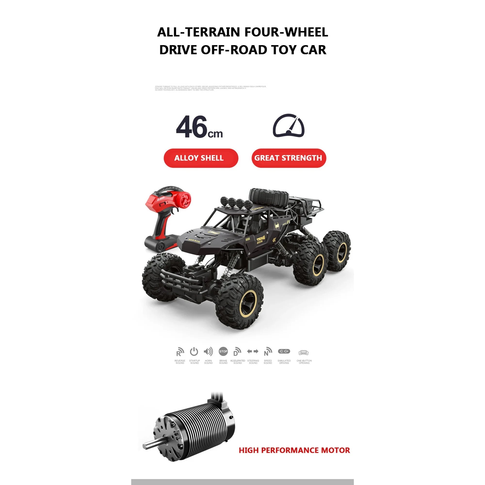 Metal Car Large 6 Wheel 4WD RC Truck Oversized RC Car Metal Alloy Body Remote Control Offroad 4x4 Vehicles Electric Toys