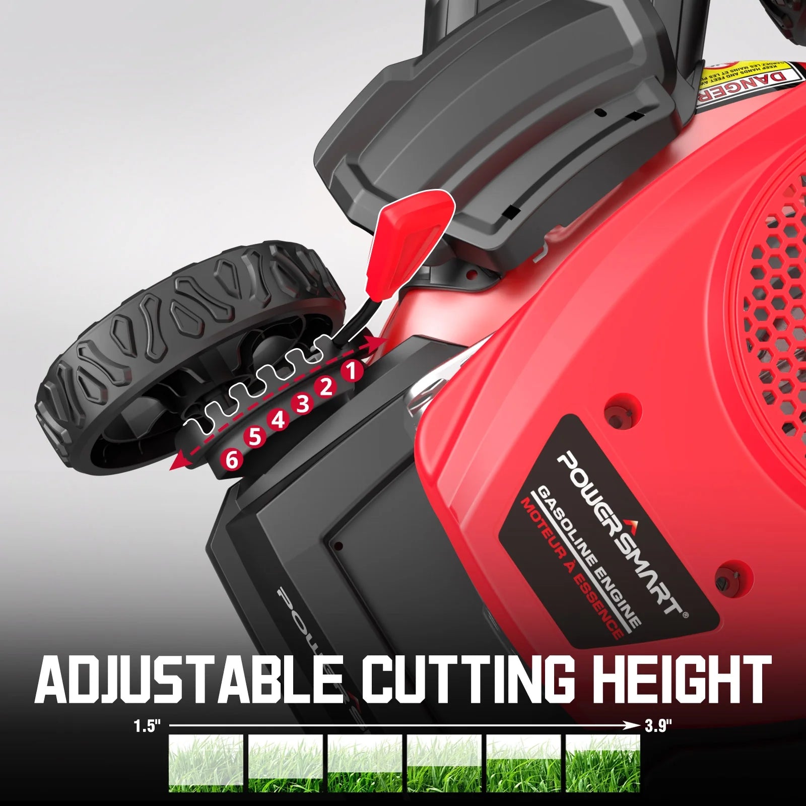 3-in-1 Gas Push Lawn Mower with 144cc Engine, 6-Position Height Adjustment