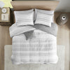 Lumi 3-Piece Striped Comforter Set, Grey - Twin/Twin XL