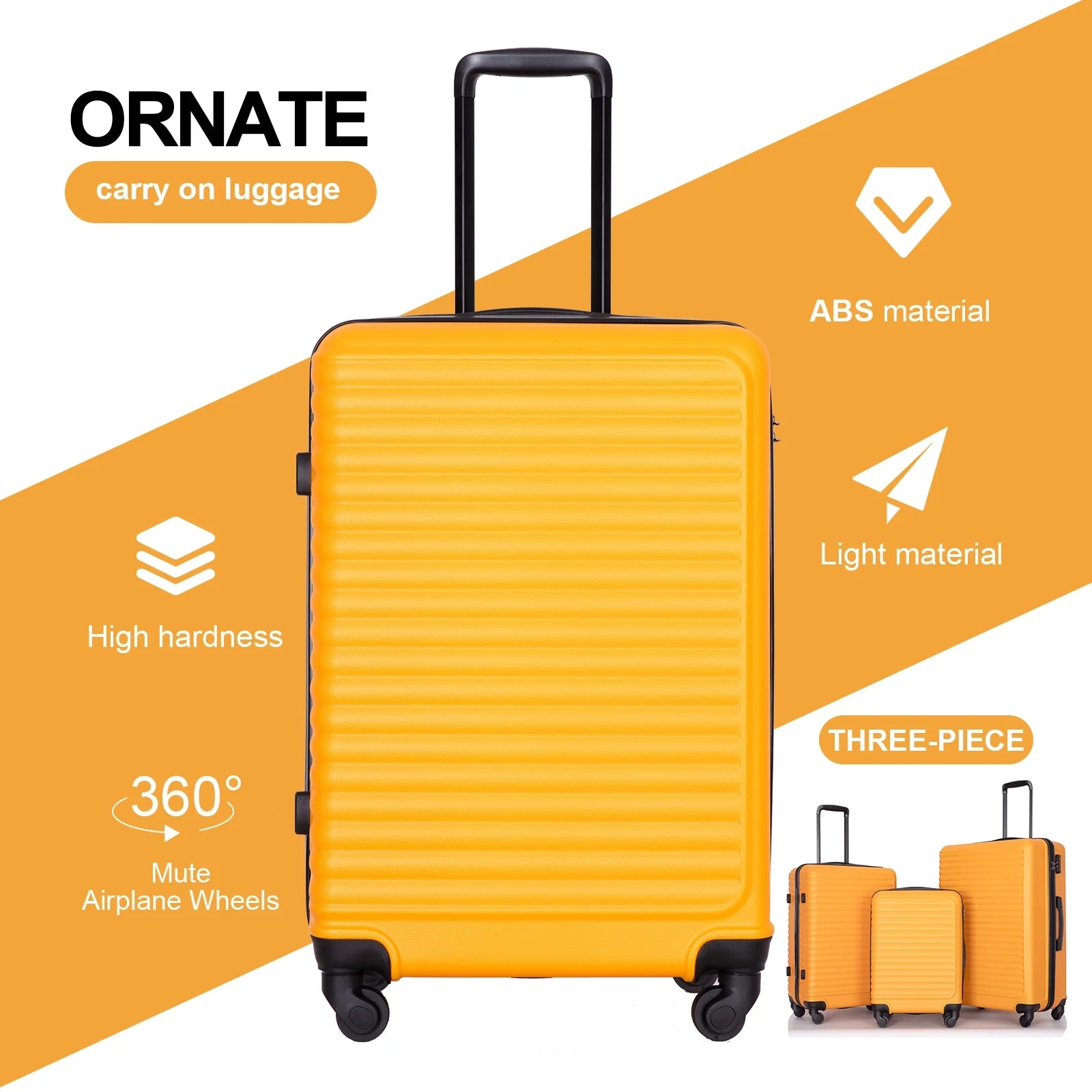 1 Piece Hardside Luggage Hardshell Lightweight Suitcase with TSA Lock Spinner Wheels (Orange)