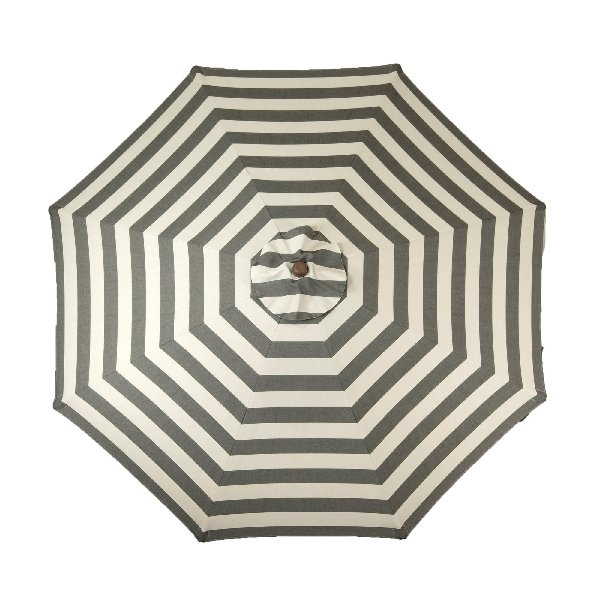 Wood Market Patio Umbrella in Soft Black and Ivory Stripe Solution Dyed Polyester