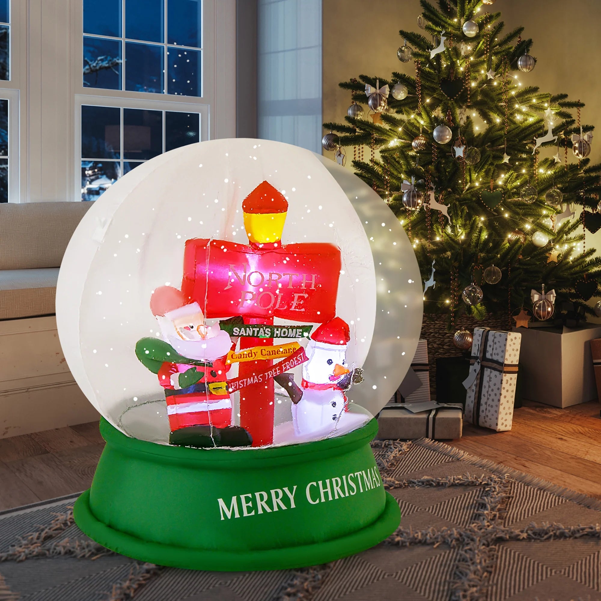 Christmas Inflatable Snow Globe Blow Up Yard Decoration w/ LEDs & Air Blower, final cut