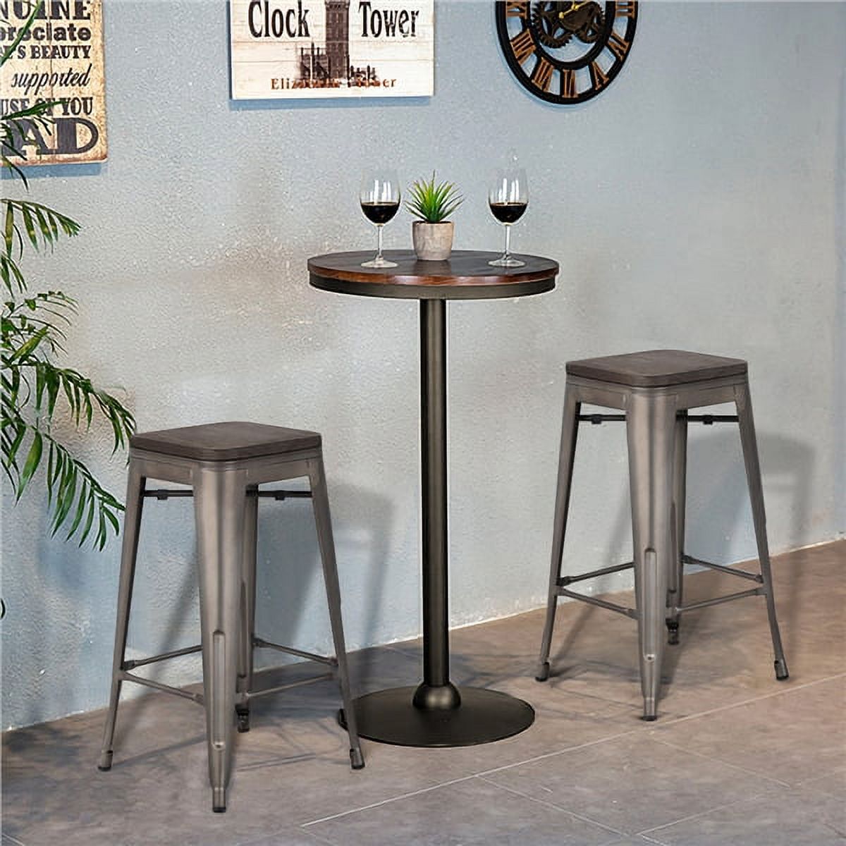 1 Piece of Counter/Bar Stool with Wooden Seat for Indoor/Outdoor